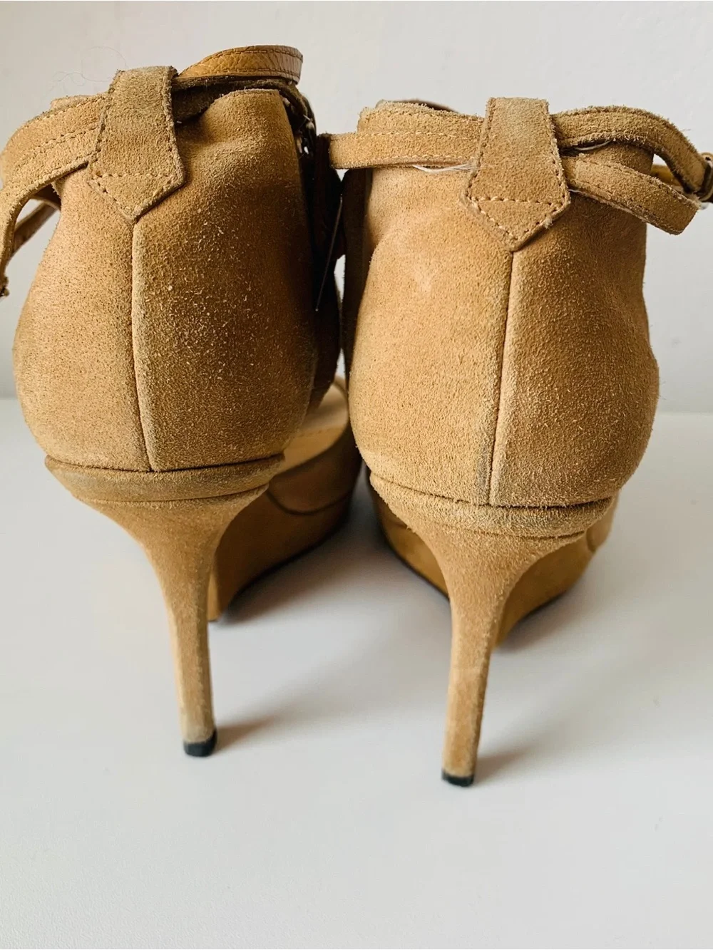 Yves Saint Laurent Sculpted Beige Suede Sandals/Heels Size 38